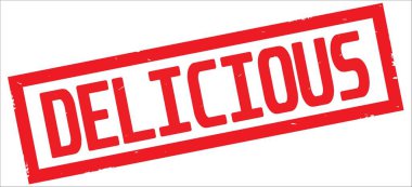 Kırmızı dikdörtgen kenarlık damga üzerinde lezzetli metin.