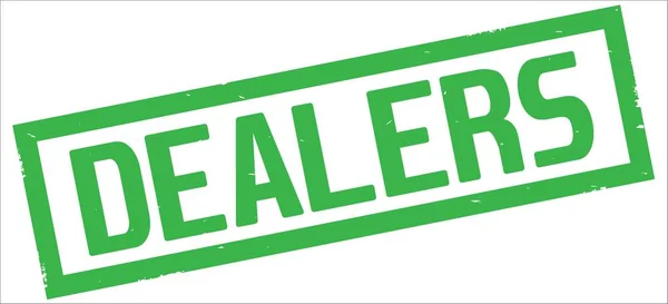 DEALERS text, on green rectangle border stamp. — Stock Photo, Image