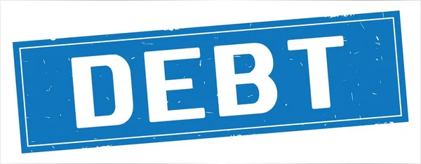 DEBT text, on full blue rectangle stamp. — Stock Photo, Image