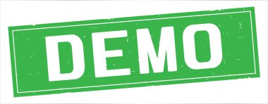 Tam yeşil dikdörtgen damga üzerinde demo metin.