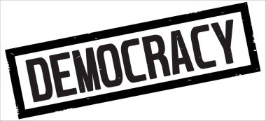 Demokrasi metin, siyah dikdörtgen kenarlık damgası.