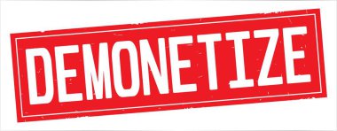 Metni, tam kırmızı dikdörtgen damgası demonetize.