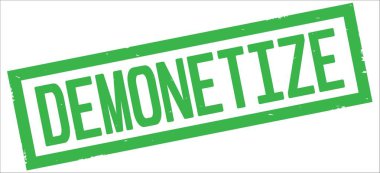 Metin, yeşil dikdörtgen kenarlık damgası demonetize.