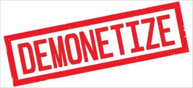 Metin, kırmızı dikdörtgen kenarlık damgası demonetize.