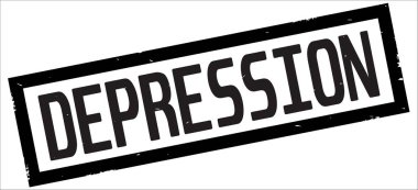 Depresyon metin, siyah dikdörtgen kenarlık damgası.