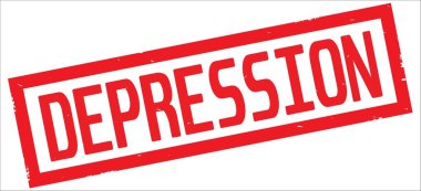 Depresyon metin, kırmızı dikdörtgen kenarlık damgası.