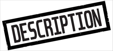 Açıklama metni, siyah dikdörtgen kenarlık damgası.