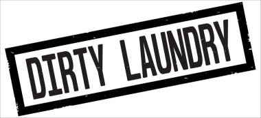 Siyah dikdörtgen kenarlık damga üzerinde kirli çamaşır metin.