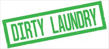 Yeşil dikdörtgen kenarlık damga üzerinde kirli çamaşır metin.