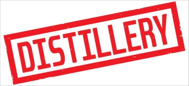 Kırmızı dikdörtgen kenarlık damga üzerinde damıtım metin.