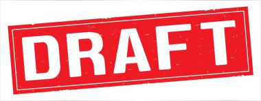 Taslak metni, tam kırmızı dikdörtgen damgası.