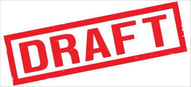 Taslak metinler, kırmızı dikdörtgen kenarlık damgası.