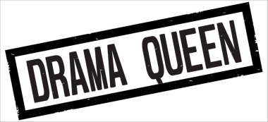 Siyah dikdörtgen kenarlık damga üzerinde drama kraliçesi metin.