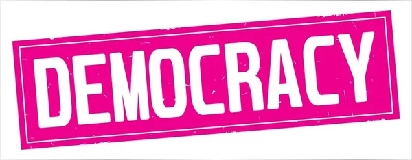 Texto DEMOCRACY, em carimbo retangular rosa completo . — Fotografia de Stock