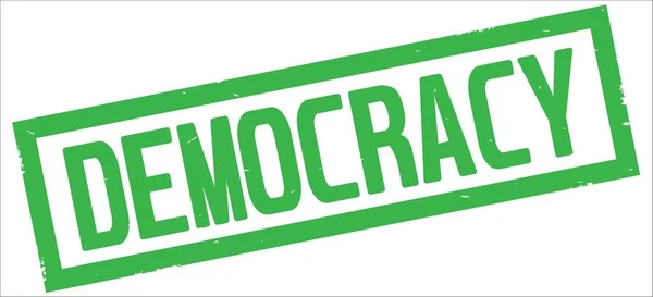DEMOCRACIA texto, no retângulo verde selo de fronteira . — Fotografia de Stock