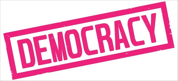 DEMOCRACIA texto, en rosa rectángulo borde sello . — Foto de Stock