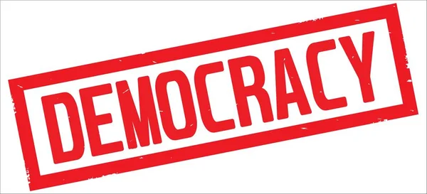 DEMOCRACY text, on red rectangle border stamp.