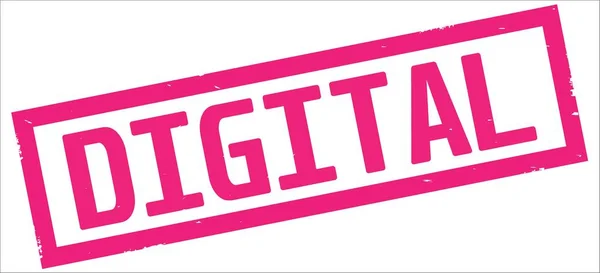 Digitaler Text, auf rosa Rechteck-Randstempel. — Stockfoto