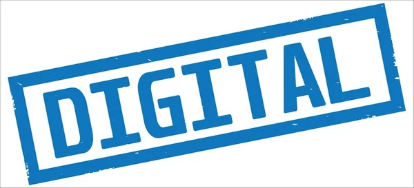 Digitaler Text, auf blauem Rechteck-Randstempel. — Stockfoto