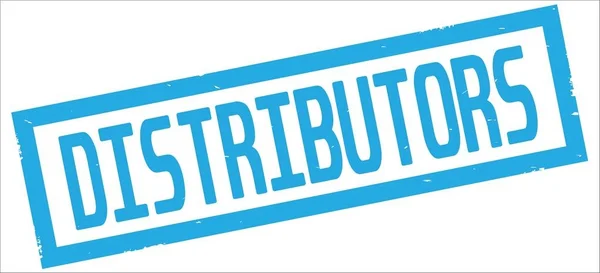 Distributeurs tekst op cyaan rechthoek grens stempel. — Stockfoto