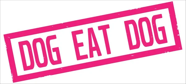 DOG EAT DOG texto, en rosa rectángulo borde sello . —  Fotos de Stock