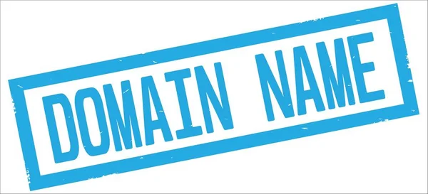 DOMAIN NAME text, on cyan rectangle border stamp.
