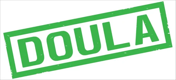 Texto DOULA, sobre carimbo de borda retangular verde . — Fotografia de Stock