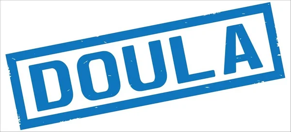 Texto DOULA, sobre carimbo de borda azul retângulo . — Fotografia de Stock