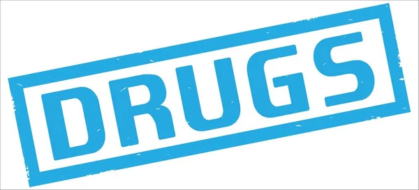 DRUGS text, on cyan rectangle border stamp. — Stock Photo, Image