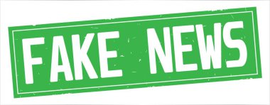 Tam yeşil dikdörtgen damga üzerinde sahte haber metni.