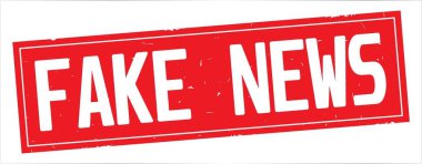 Tam kırmızı dikdörtgen damga üzerinde sahte haber metni.
