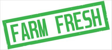 Çiftlik taze metin, yeşil dikdörtgen kenarlık damgası.