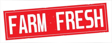 Çiftlik taze metni, tam kırmızı dikdörtgen damgası.