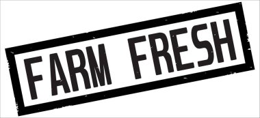 Çiftlik taze metin, siyah dikdörtgen kenarlık damgası.