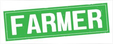 Tam yeşil dikdörtgen damga üzerinde çiftçi metin.