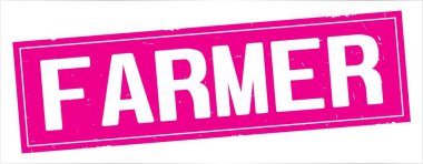 Tam pembe dikdörtgen damga üzerinde çiftçi metin.