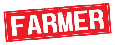 Tam kırmızı dikdörtgen damga üzerinde çiftçi metin.