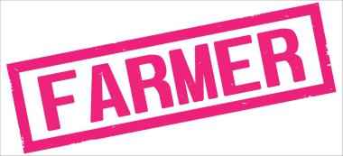 Pembe dikdörtgen kenarlık damga üzerinde çiftçi metin.