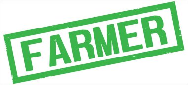 Yeşil dikdörtgen kenarlık damga üzerinde çiftçi metin.