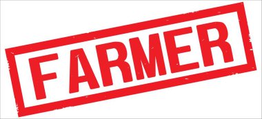 Kırmızı dikdörtgen kenarlık damga üzerinde çiftçi metin.