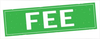 Tam yeşil dikdörtgen damga üzerinde ücret metin.
