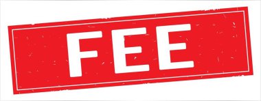 Tam kırmızı dikdörtgen damga üzerinde ücret metin.