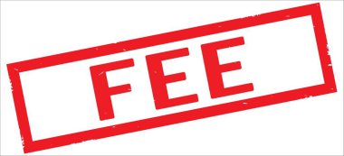 Üzerinde kırmızı dikdörtgen kenarlık damga ücreti metin.