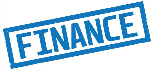 Finance text, på blå rektangel gränsen stämpel. — Stockfoto