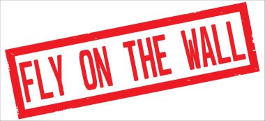 Fly On The Wall metin, kırmızı dikdörtgen kenarlık damgası.