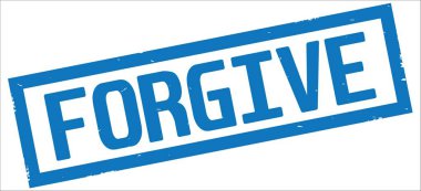 Mavi dikdörtgen kenarlık damga üzerinde metin affet.