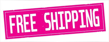 Tam pembe dikdörtgen damga üzerinde ücretsiz nakliye metin.