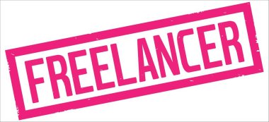 Pembe dikdörtgen kenarlık damga üzerinde serbest meslek sahibi metin.