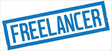 Mavi dikdörtgen kenarlık damga üzerinde serbest meslek sahibi metin.