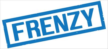 Çılgınlık metin, mavi dikdörtgen kenarlık damgası.